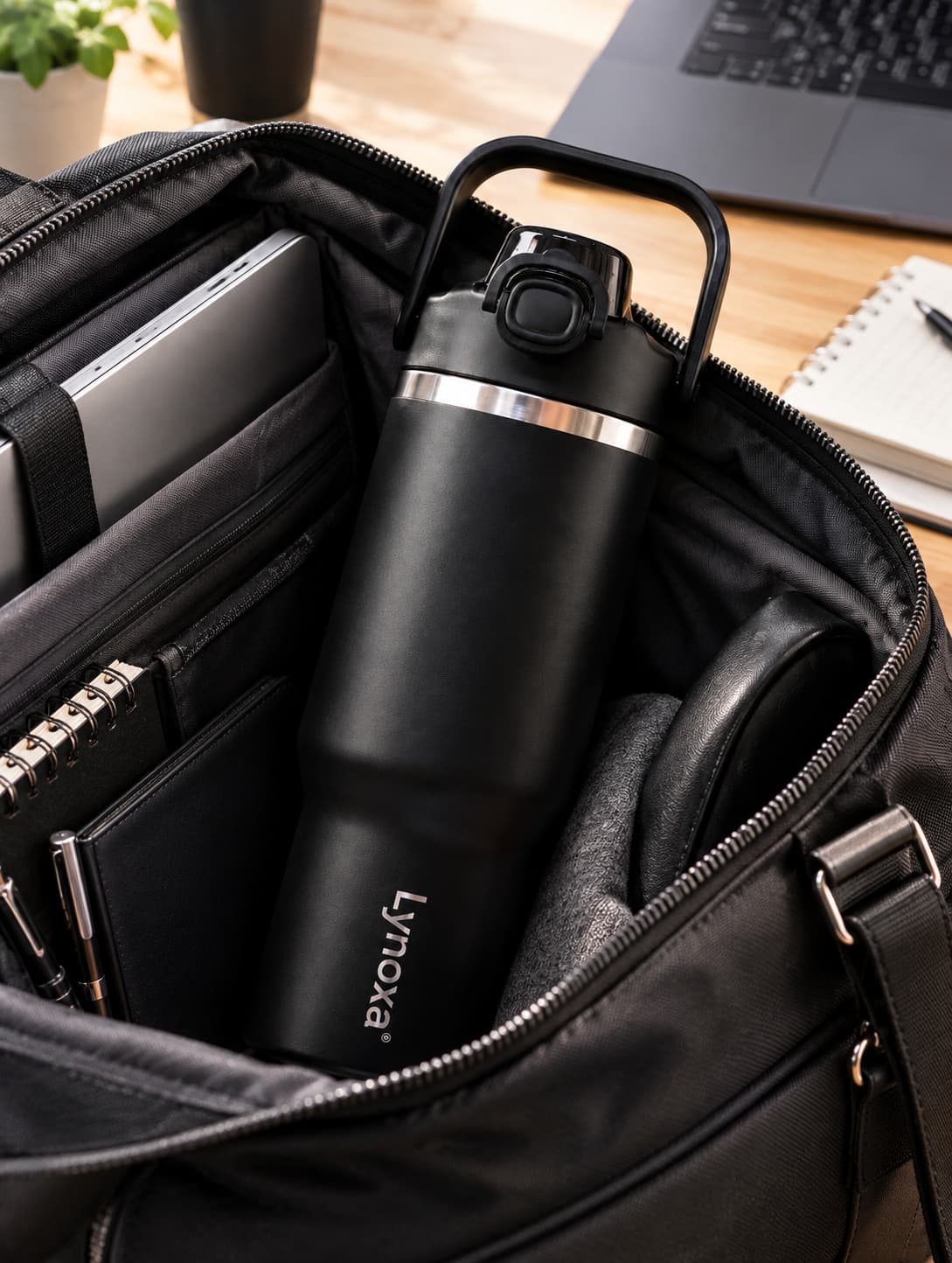 Gobelet 1L dans sac voyage anti-fuite
